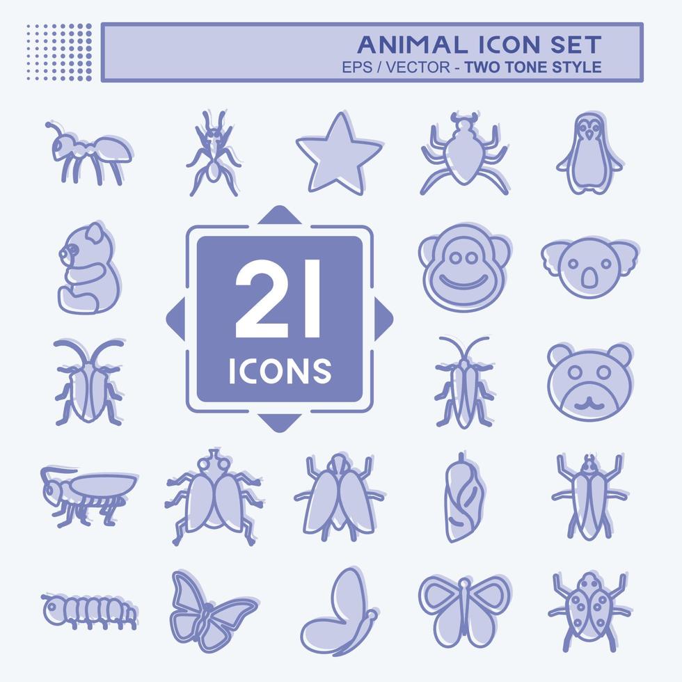 Animal Icon Set. suitable for Animal symbol. two tone style. simple design editable. design template vector. simple symbol illustration vector
