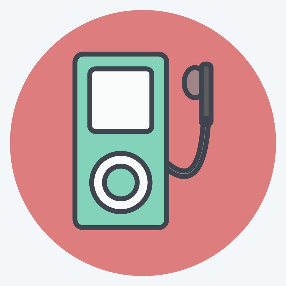 icono de reproductor de mp3. adecuado para el símbolo de la música. estilo compañero de color. diseño simple editable. vector de plantilla de diseño. ilustración de símbolo simple