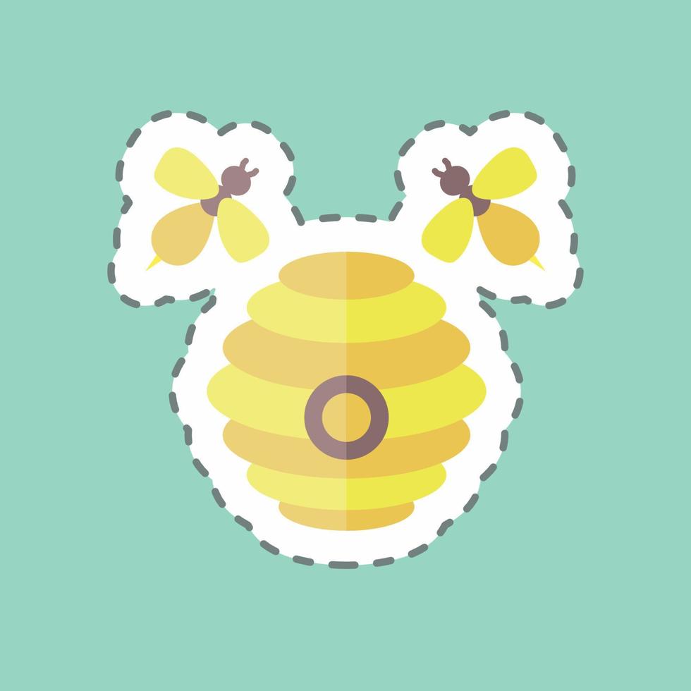 Sticker line cut Hive. suitable for Garden symbol. simple design editable. design template vector. simple symbol illustration vector