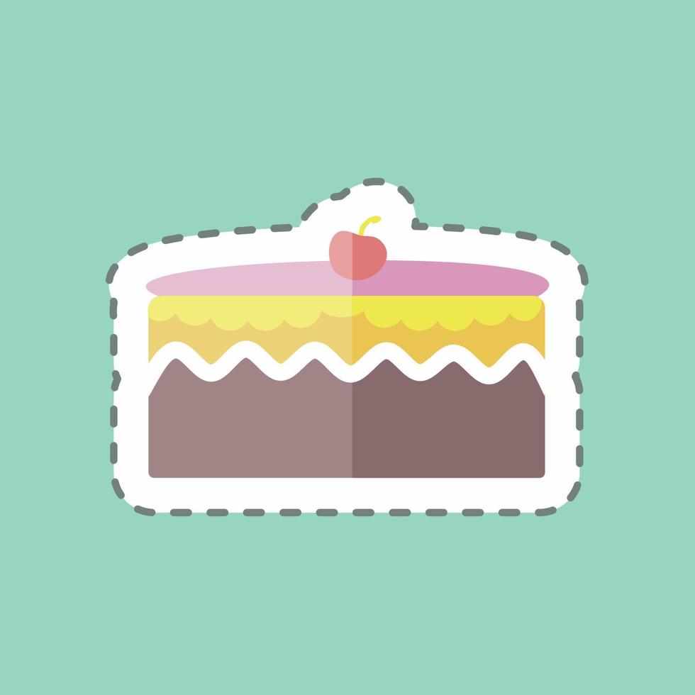 pastel de corte de línea de pegatina. adecuado para el símbolo del partido. diseño simple editable. vector de plantilla de diseño. ilustración de símbolo simple