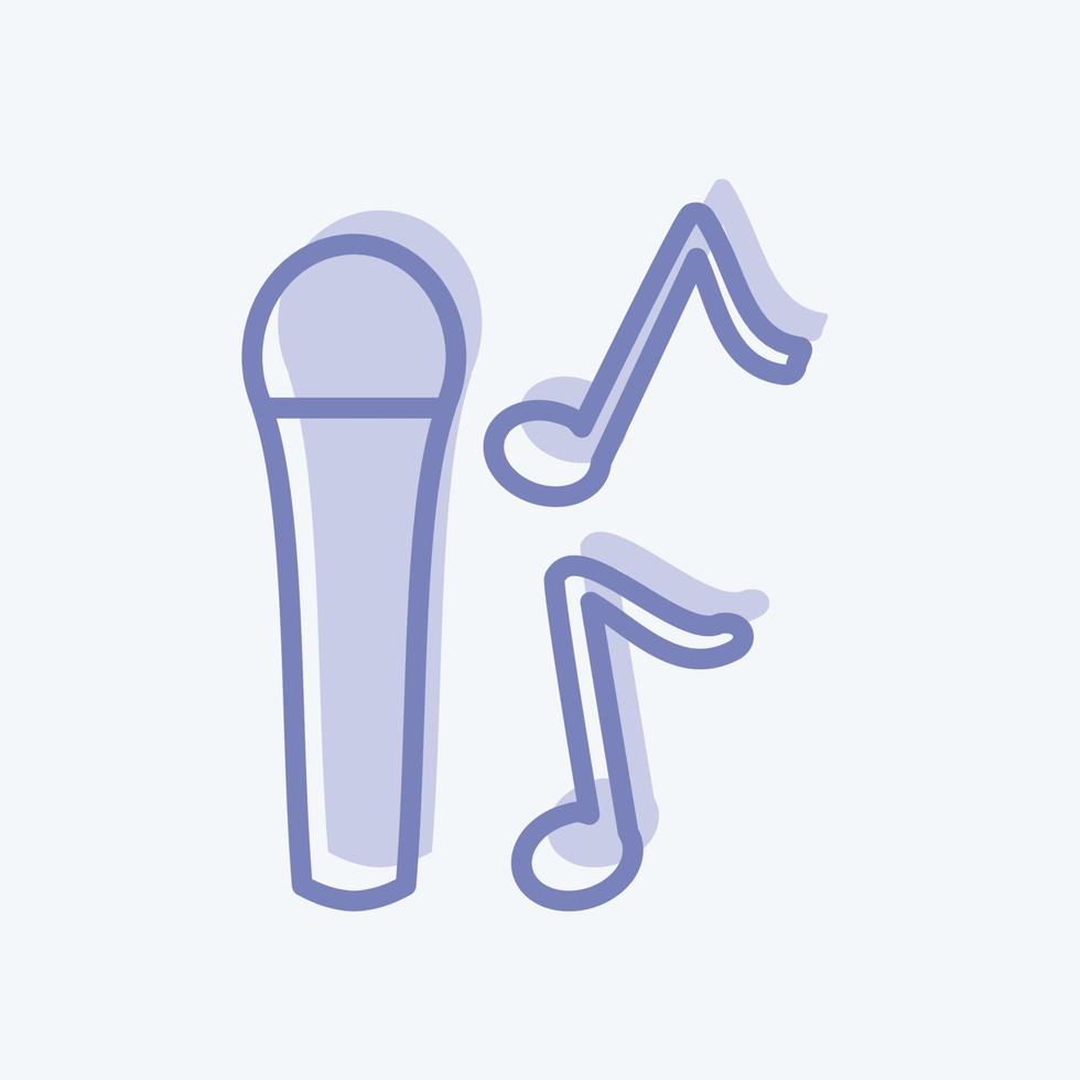 Icon Singing on Mic. suitable for music symbol. two tone style. simple design editable. design template vector. simple symbol illustration vector