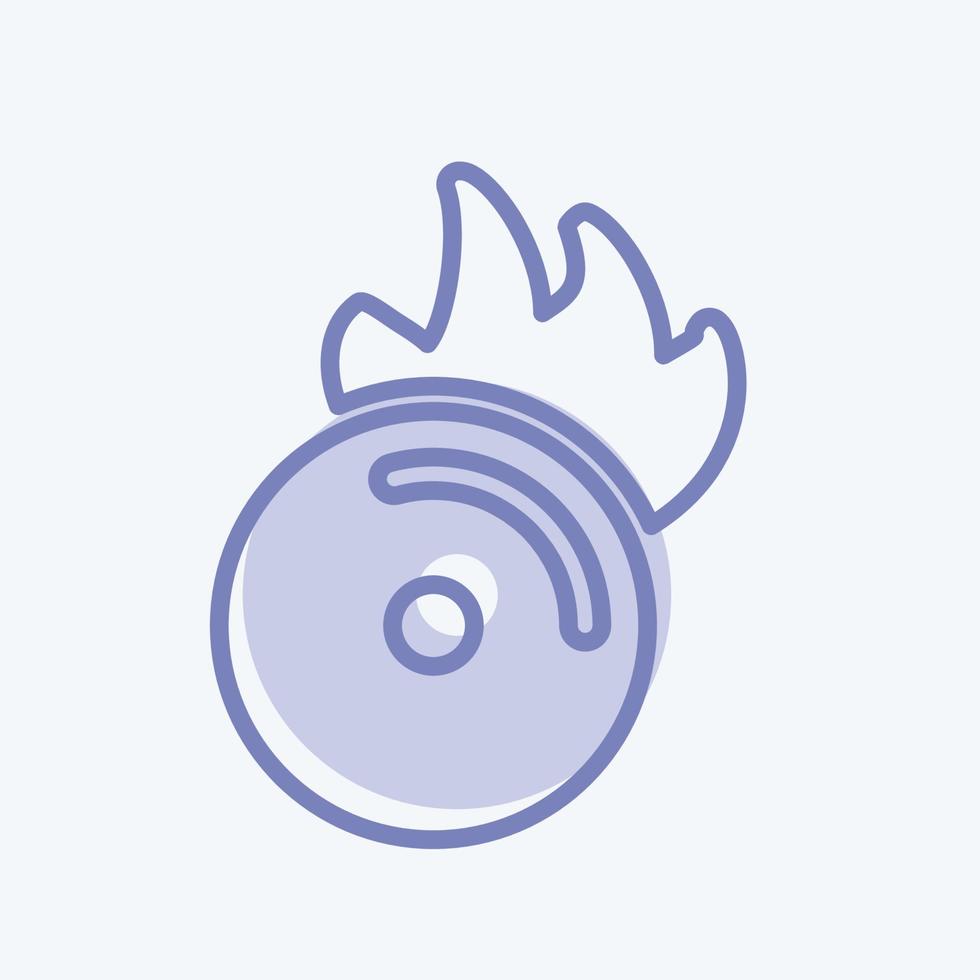 Icon CD on Fire. suitable for music symbol. two tone style. simple design editable. design template vector. simple symbol illustration vector