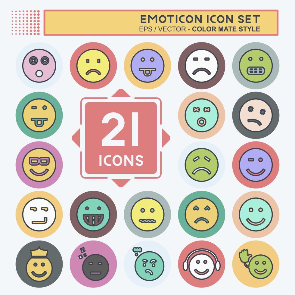 Emoticon Icon Set. suitable for Education symbol. color mate style. simple design editable. design template vector. simple symbol illustration vector