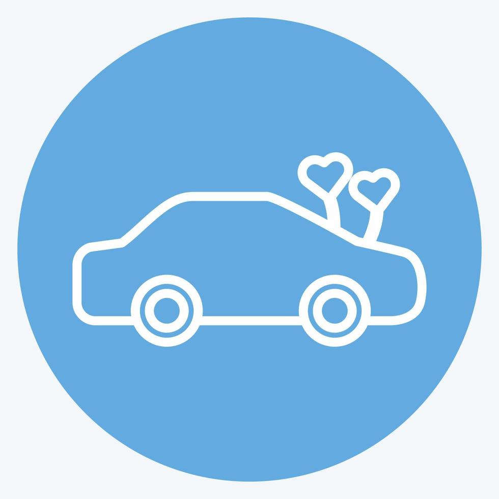 coche decorado con iconos. adecuado para el símbolo de la boda. estilo de ojos azules. diseño simple editable. vector de plantilla de diseño. ilustración de símbolo simple