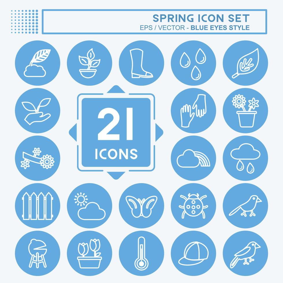 Spring Icon Set. suitable for Spring symbol. blue eyes style. simple design editable. design template vector. simple symbol illustration vector