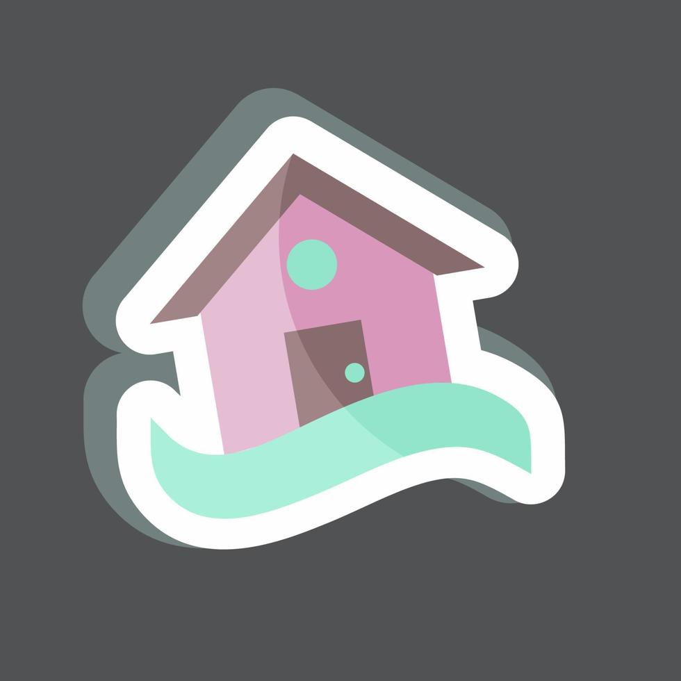 Sticker House in Flood. suitable for disasters symbol. color mate style. simple design editable. design template vector. simple symbol illustration vector