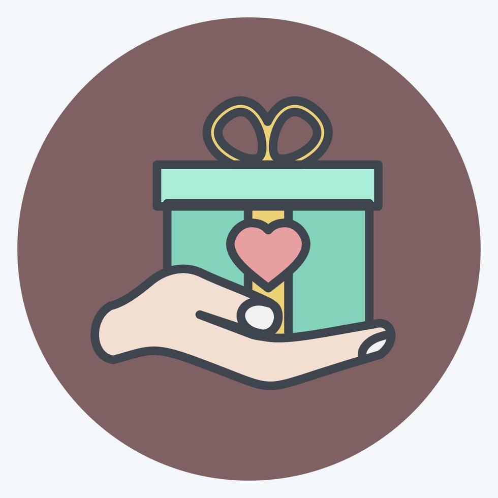 Icon Holding Gift. suitable for Hand Actions symbol. color mate style. simple design editable. design template vector. simple symbol illustration vector