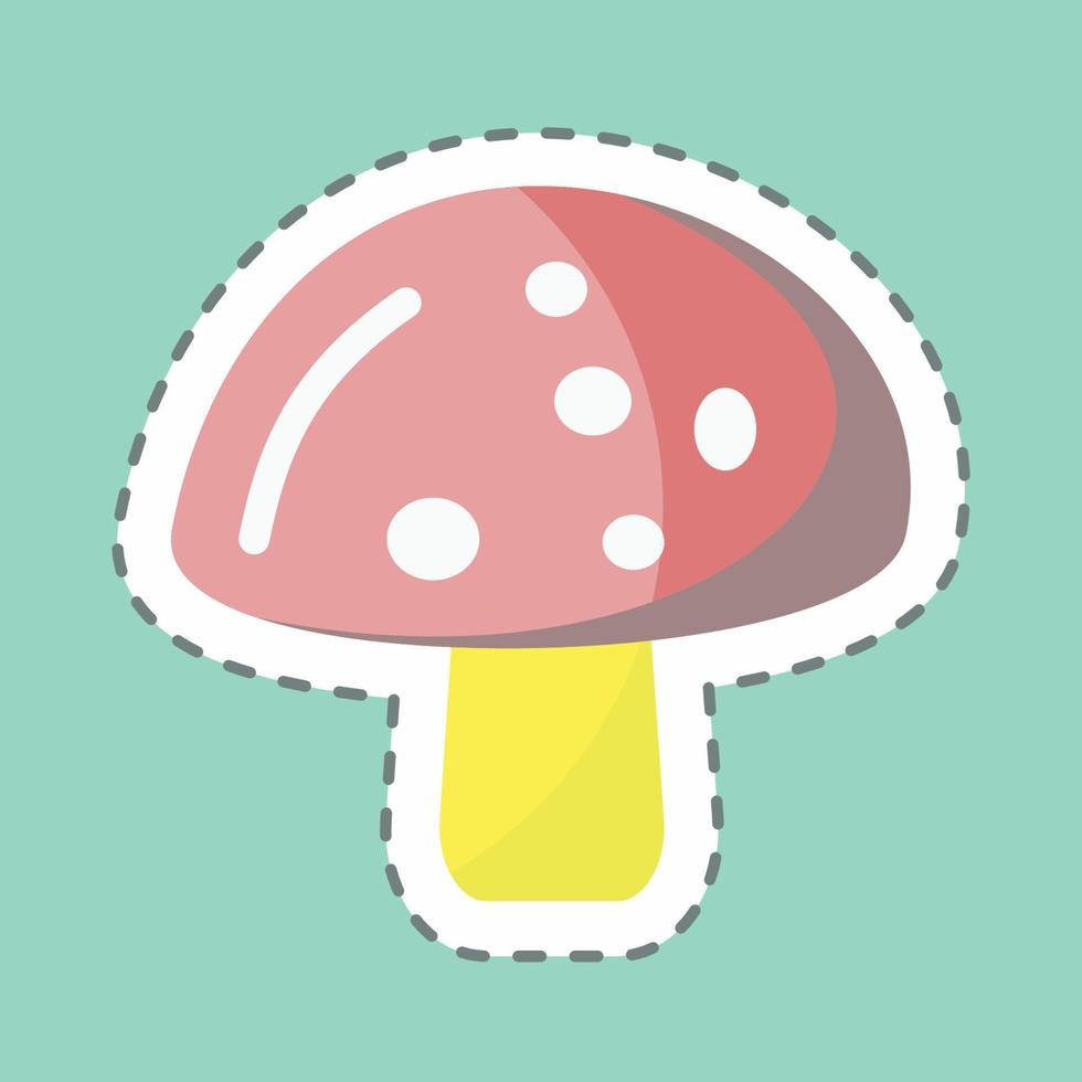 Sticker line cut Mushroom. suitable for Fruits and Vegetables symbol. simple design editable. design template vector. simple symbol illustration vector