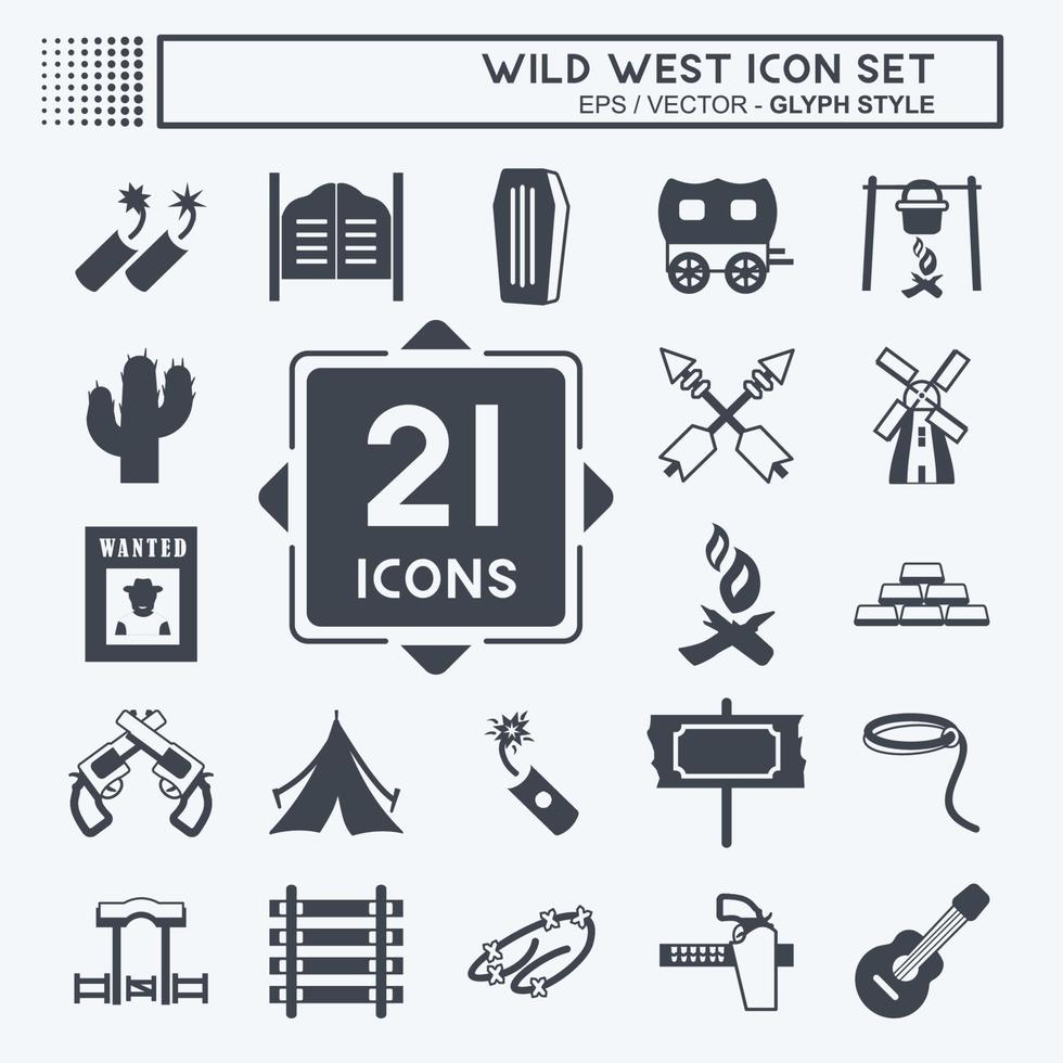 Wild West Icon Set. suitable for Education symbol. glyph style. simple design editable. design template vector. simple symbol illustration vector