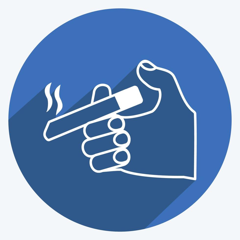 Icon Holding Cigarette. suitable for Hand Actions symbol. long shadow style. simple design editable. design template vector. simple symbol illustration vector