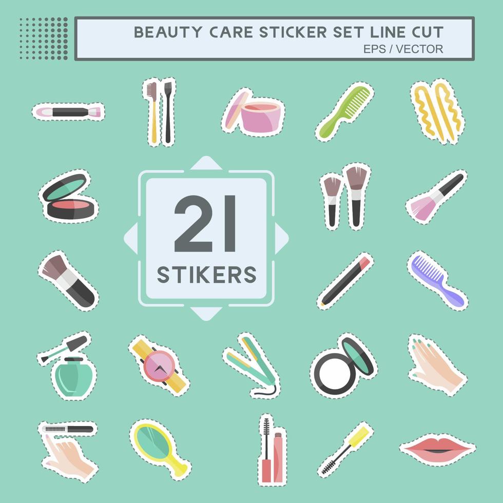 Beauty Care Sticker line cut Set. suitable for education symbol. simple design editable. design template vector. simple symbol illustration vector