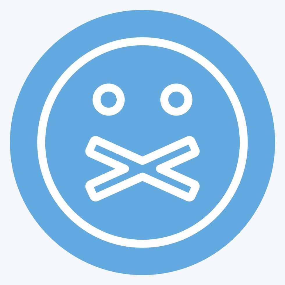Icon Emoticon Don't Tell. suitable for Emoticon symbol. blue eyes style. simple design editable. design template vector. simple symbol illustration vector