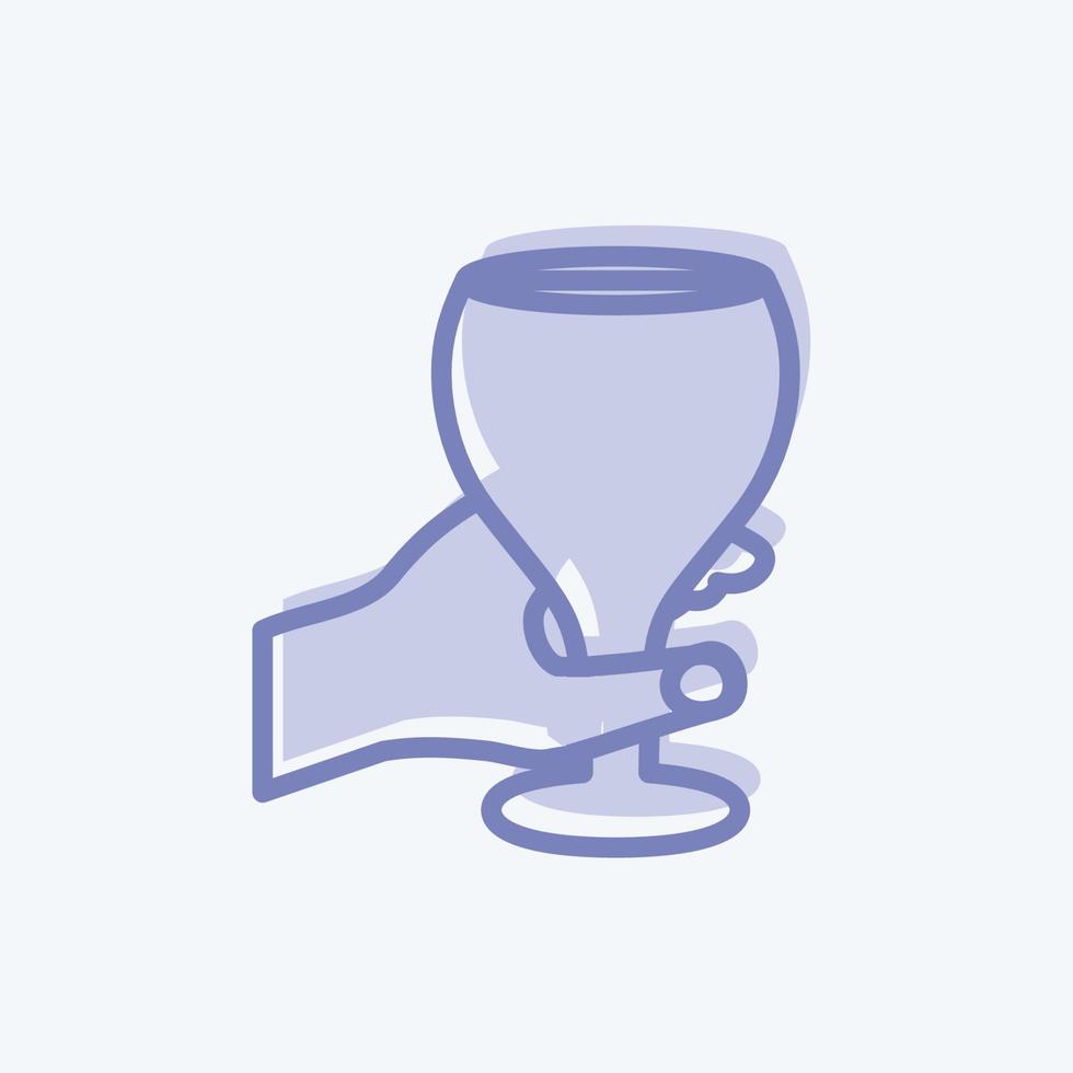 Icon Holding Wine Goblet. suitable for Hand Actions symbol. two tone style. simple design editable. design template vector. simple symbol illustration vector