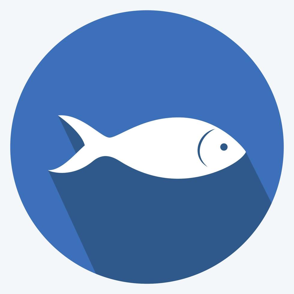 Icon Fish. suitable for animal symbol. long shadow style. simple design editable. design template vector. simple symbol illustration vector