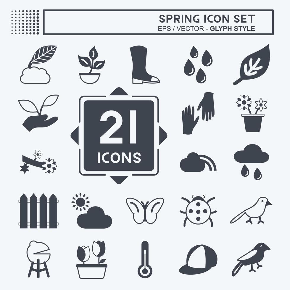 conjunto de iconos de primavera. adecuado para el símbolo de primavera. estilo de glifo. diseño simple editable. vector de plantilla de diseño. ilustración de símbolo simple