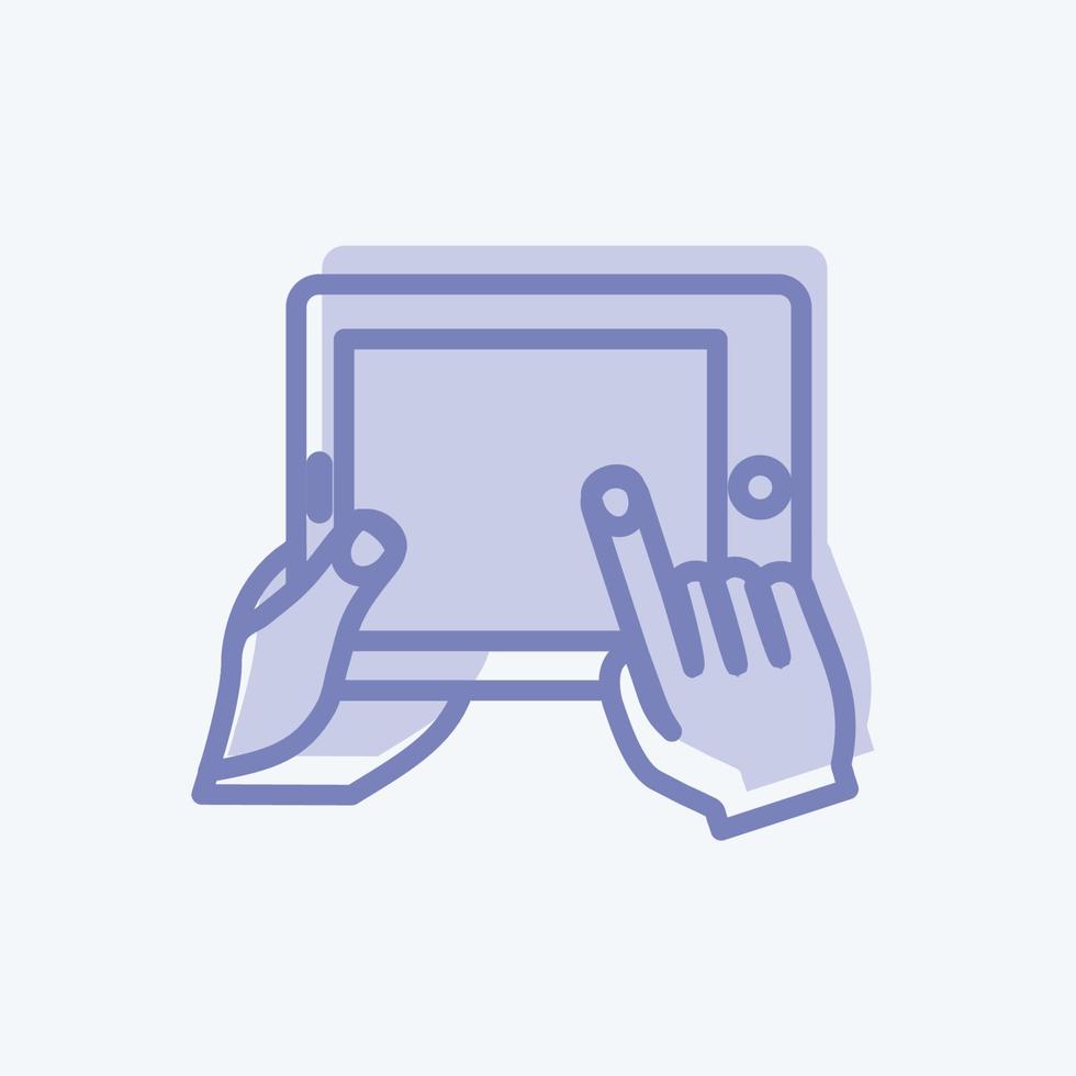Icon Using Tablet. suitable for Hand Actions symbol. two tone style. simple design editable. design template vector. simple symbol illustration vector