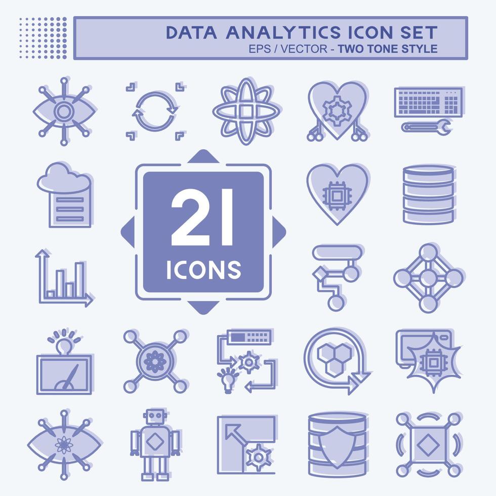 Data Analytics Icon Set. suitable for data analytics symbol. two tone style. simple design editable. design template vector. simple symbol illustration vector