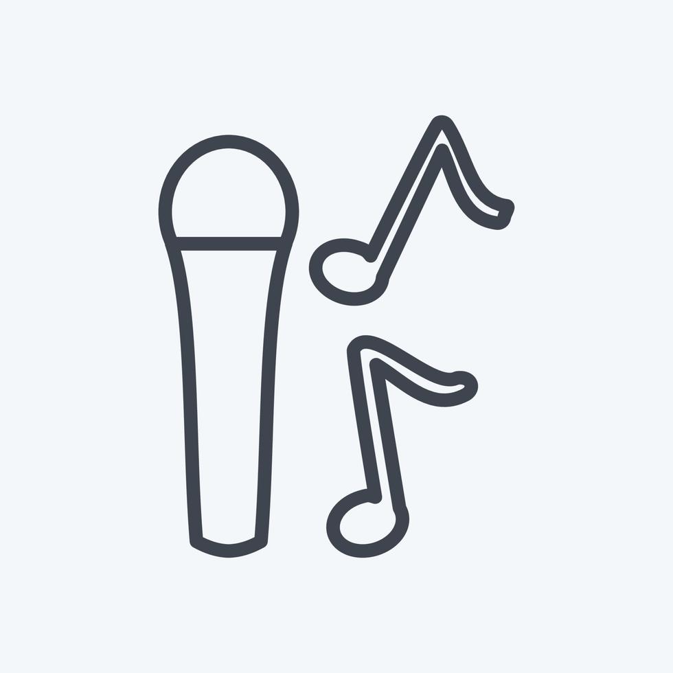 Icon Singing on Mic. suitable for music symbol. line style. simple design editable. design template vector. simple symbol illustration vector