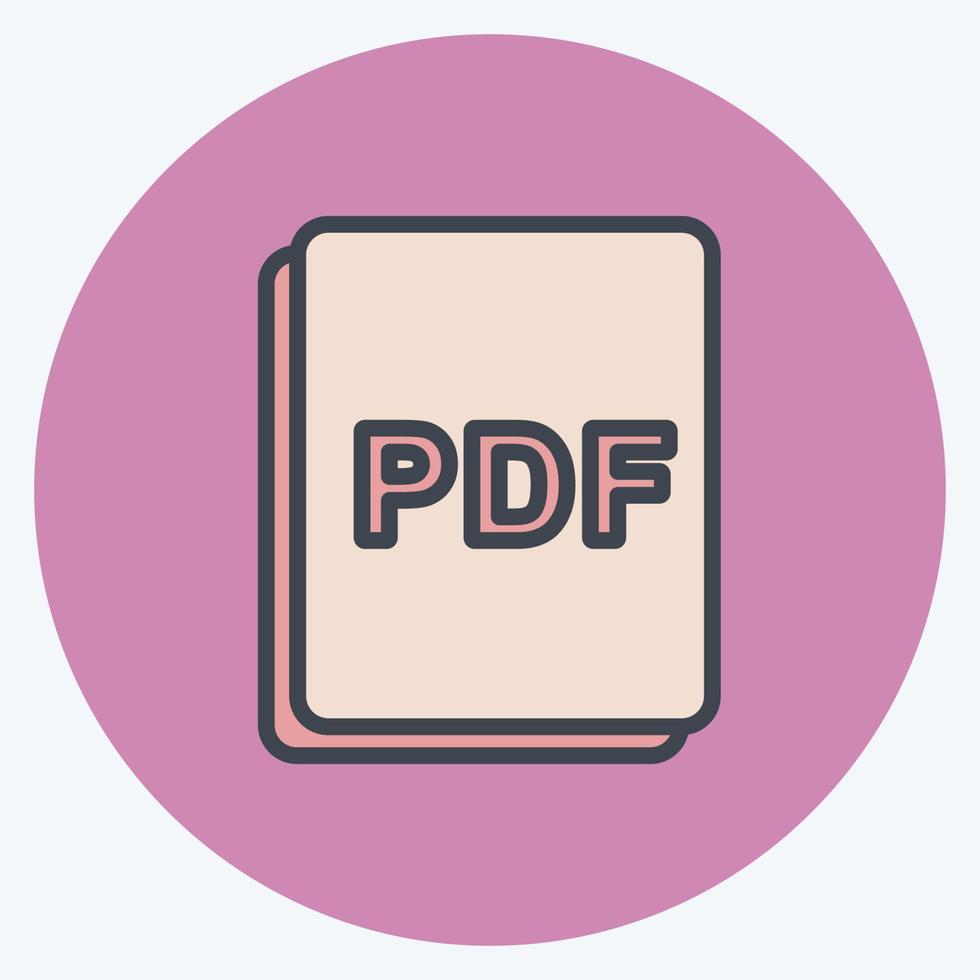 imagen del icono como pdf. adecuado para el símbolo de edición de fotos. estilo compañero de color. diseño simple editable. vector de plantilla de diseño. ilustración de símbolo simple