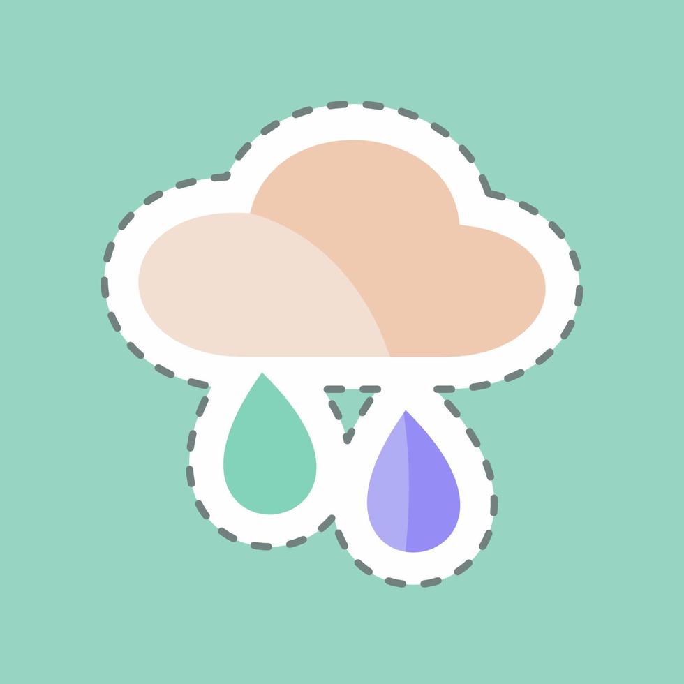 pegatina línea cortada lloviendo. adecuado para el símbolo de primavera. diseño simple editable. vector de plantilla de diseño. ilustración de símbolo simple