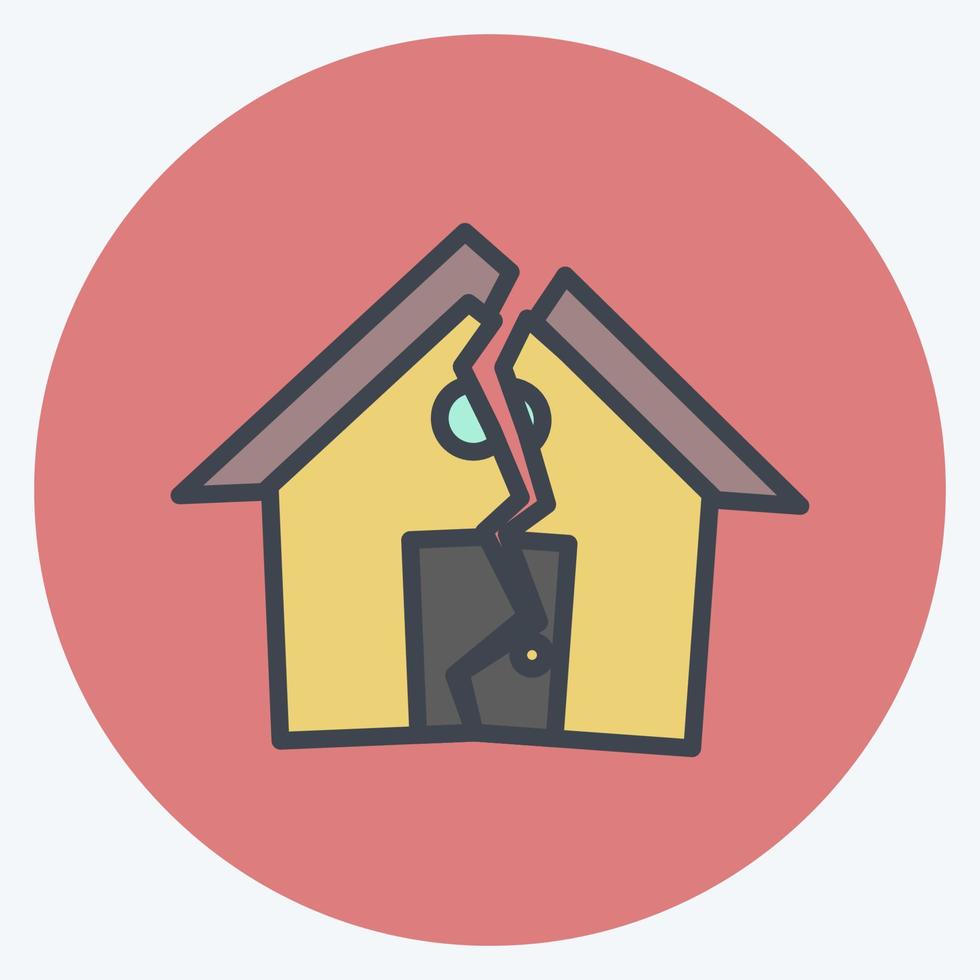 icono terremoto golpeando casa. adecuado para el símbolo de desastres. estilo compañero de color. diseño simple editable. vector de plantilla de diseño. ilustración de símbolo simple