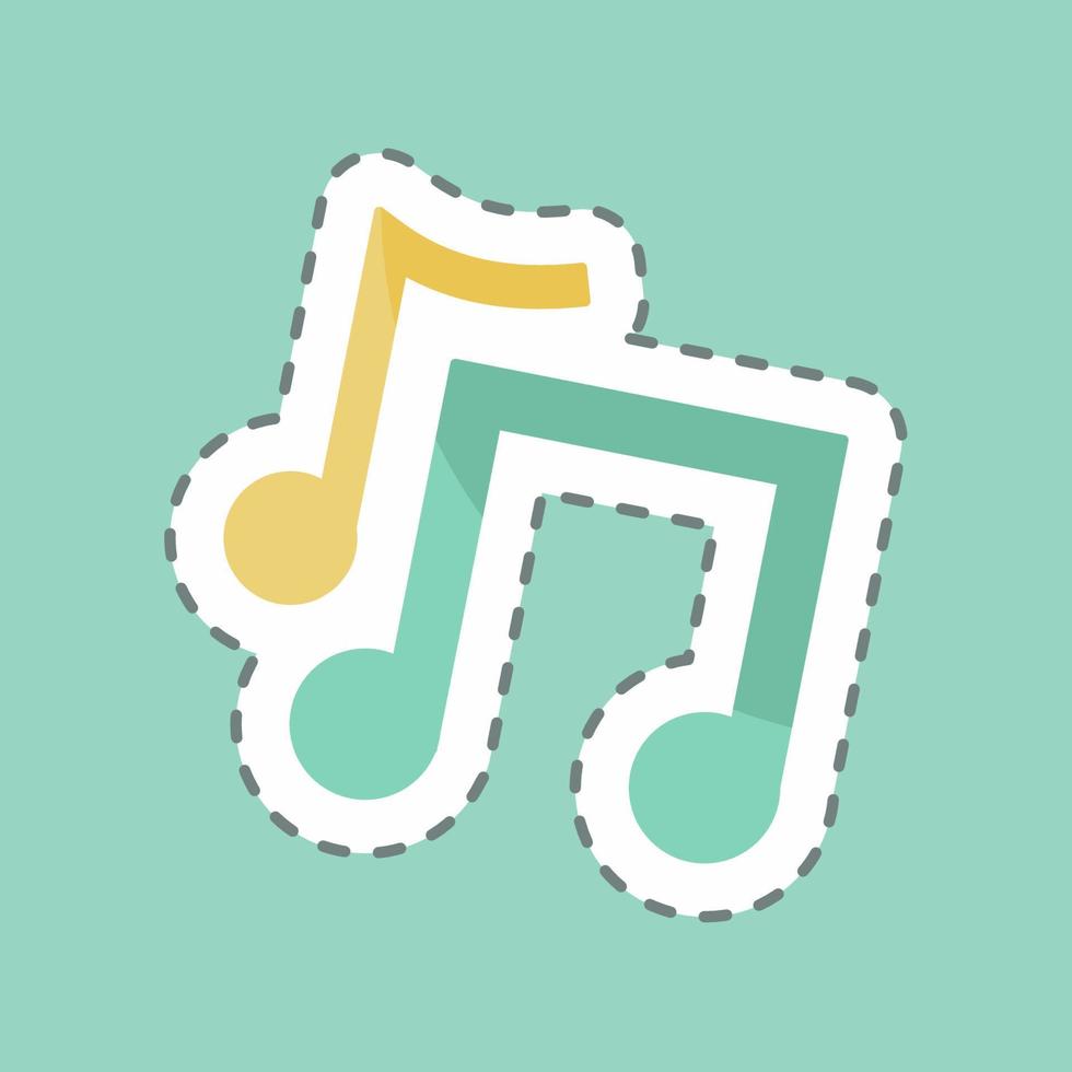 Sticker line cut Music. suitable for party symbol. simple design editable. design template vector. simple symbol illustration vector