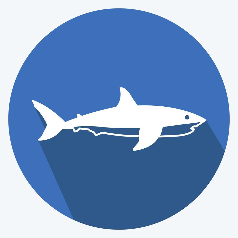 Icon Shark. suitable for animal symbol. long shadow style. simple design editable. design template vector. simple symbol illustration vector