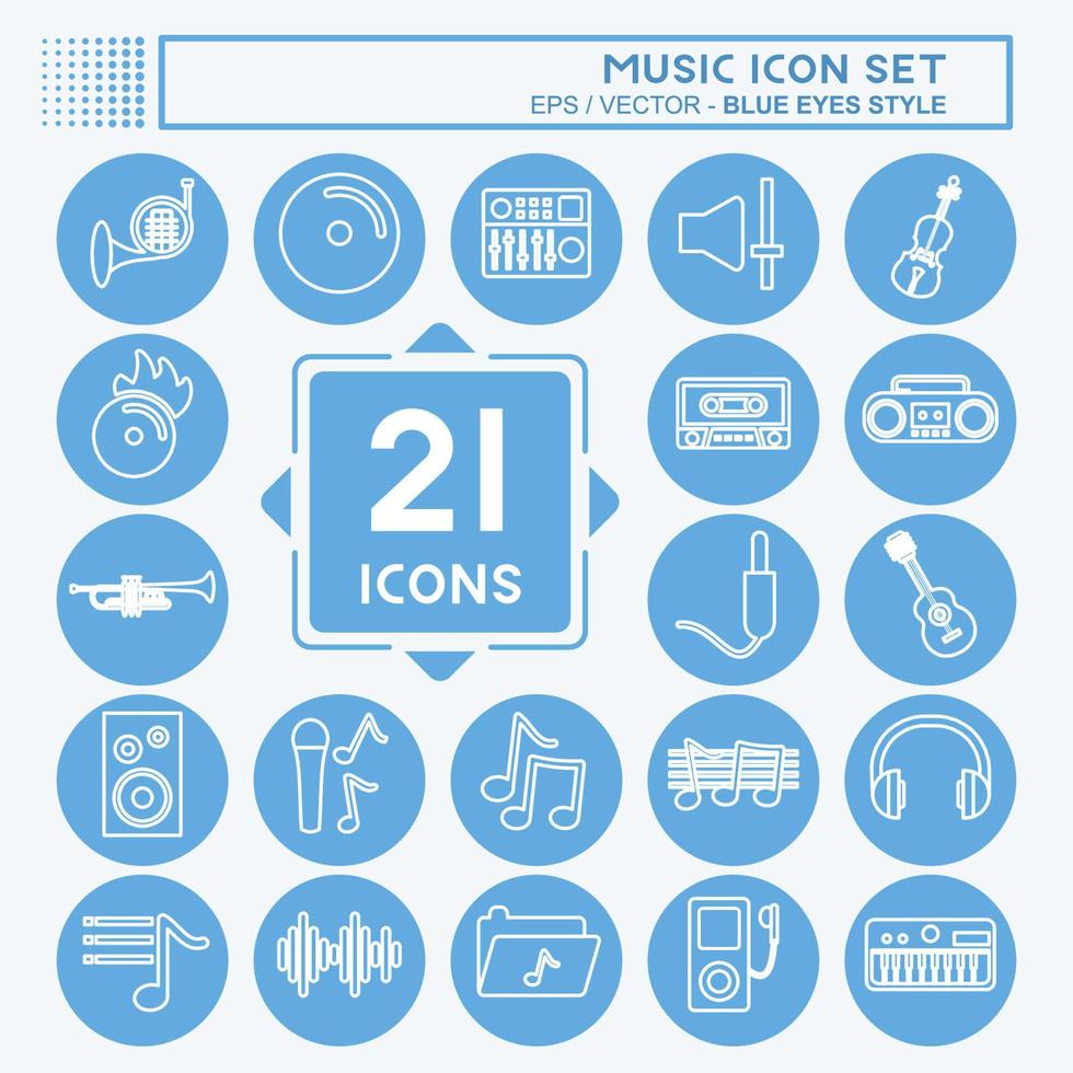 Music Icon Set. suitable for education symbol. blue eyes style. simple design editable. design template vector. simple symbol illustration vector