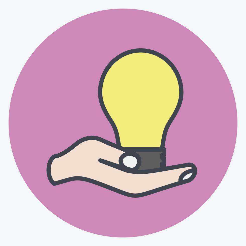 Icon Holding Bulb. suitable for Hand Actions symbol. color mate style. simple design editable. design template vector. simple symbol illustration vector