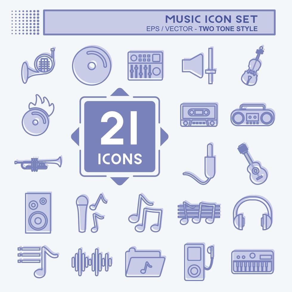 Music Icon Set. suitable for education symbol. two tone style. simple design editable. design template vector. simple symbol illustration vector