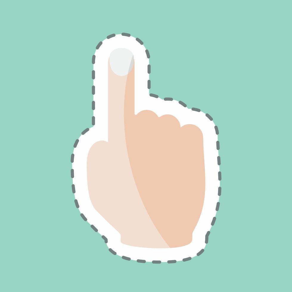 Cursor de mano de corte de línea de pegatina. adecuado para el símbolo de acciones manuales. diseño simple editable. vector de plantilla de diseño. ilustración de símbolo simple