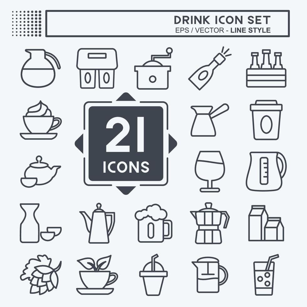 Drink Icon Set. suitable for Food symbol. line style. simple design editable. design template vector. simple symbol illustration vector