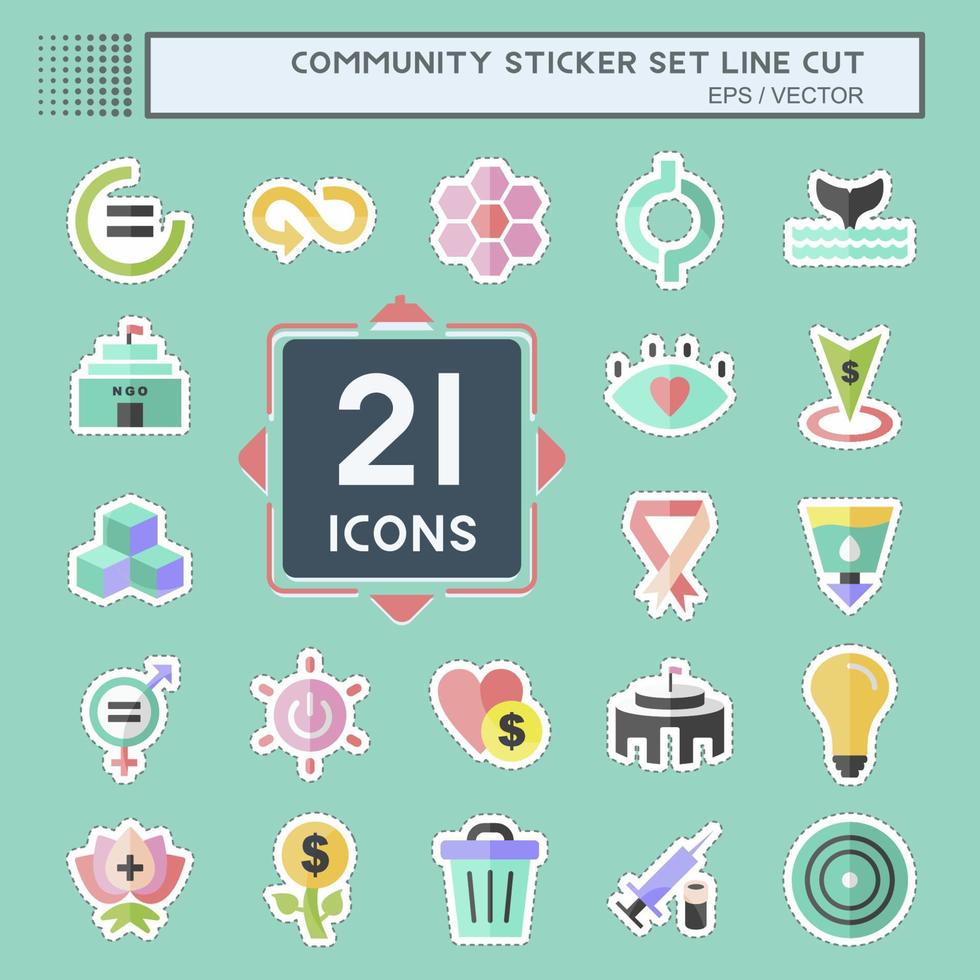 Community Sticker line cut Set. suitable for Education symbol. simple design editable. design template vector. simple symbol illustration vector