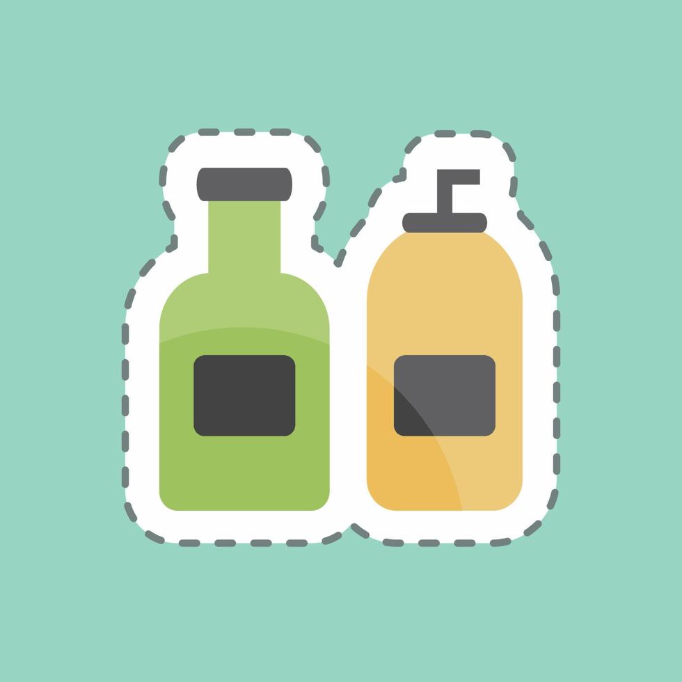 Botellas de crema de corte de línea de pegatinas. adecuado para el símbolo de spa. diseño simple editable. vector de plantilla de diseño. ilustración de símbolo simple