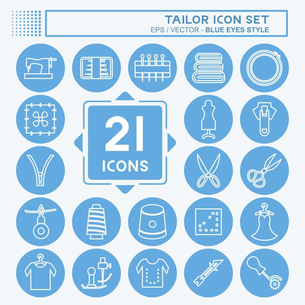 Tailor Icon Set. suitable for Tailor symbol. blue eyes style. simple design editable. design template vector. simple symbol illustration vector