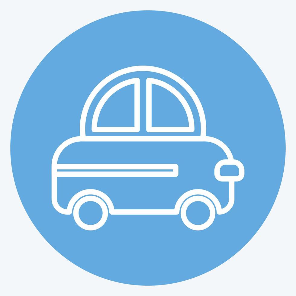 icono de coche de juguete. adecuado para el símbolo del bebé. estilo de ojos azules. diseño simple editable. vector de plantilla de diseño. ilustración de símbolo simple