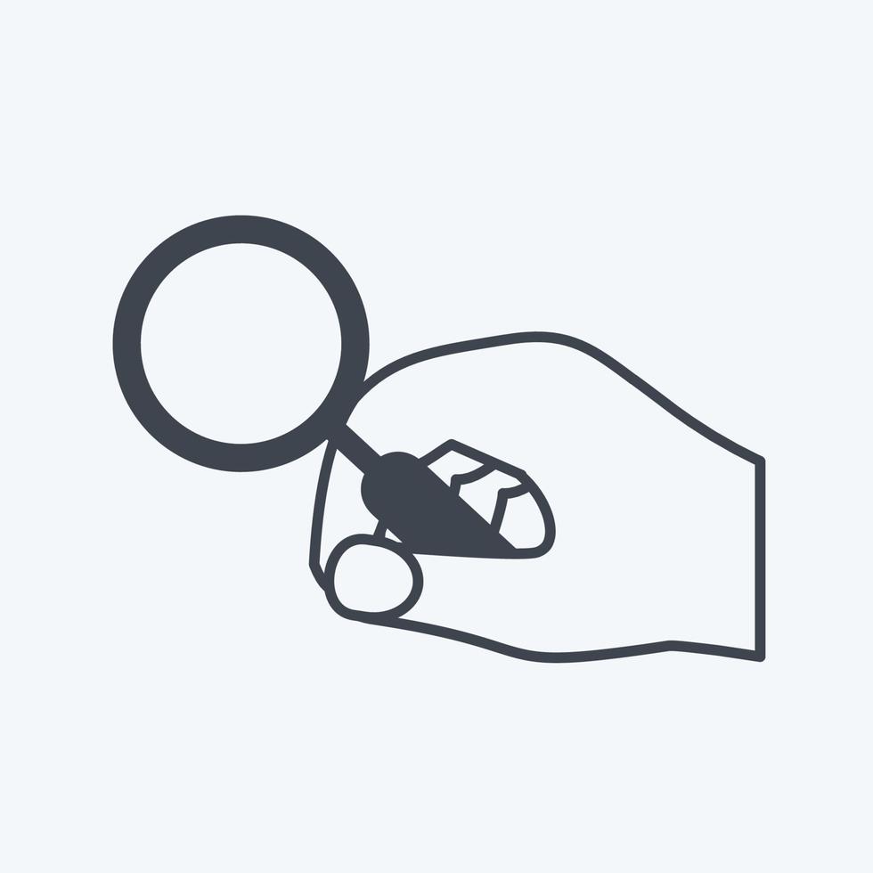 Icon Holding Magnifier. suitable for Hand Actions symbol. glyph style. simple design editable. design template vector. simple symbol illustration vector