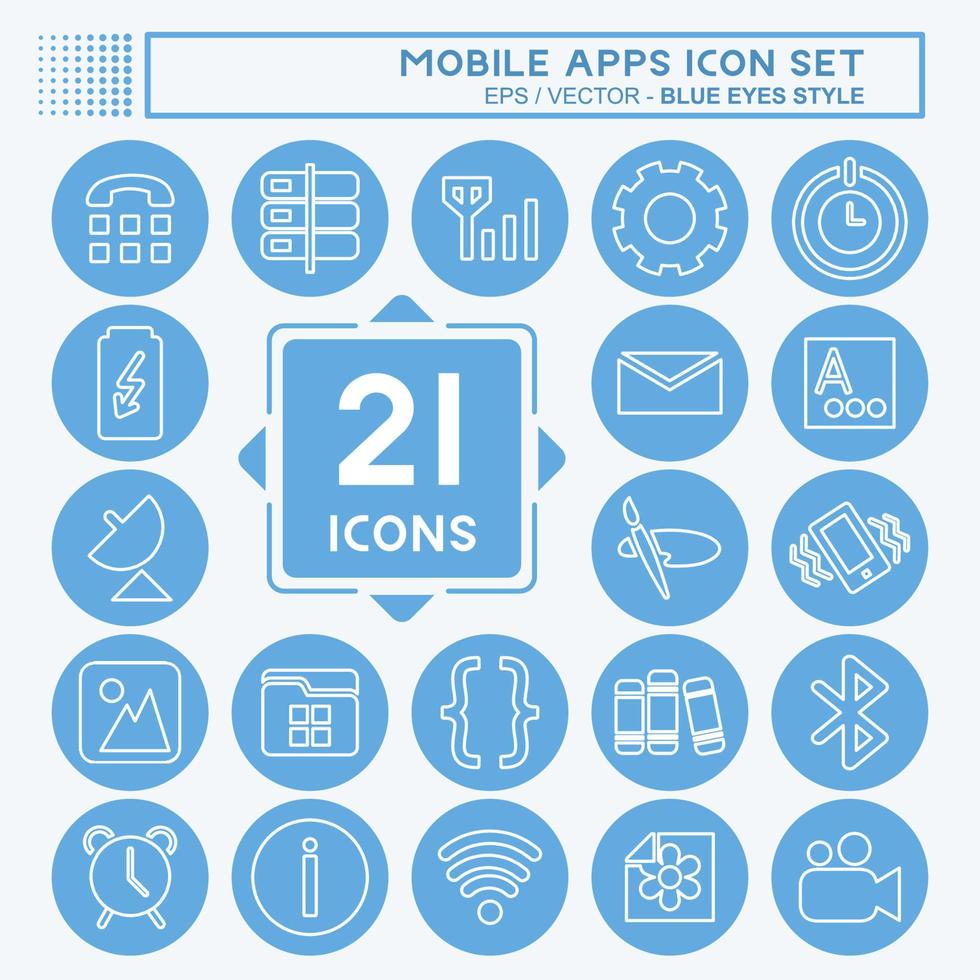 Mobile Apps Icon Set. suitable for Web Interface symbol. blue eyes style. simple design editable. design template vector. simple symbol illustration vector