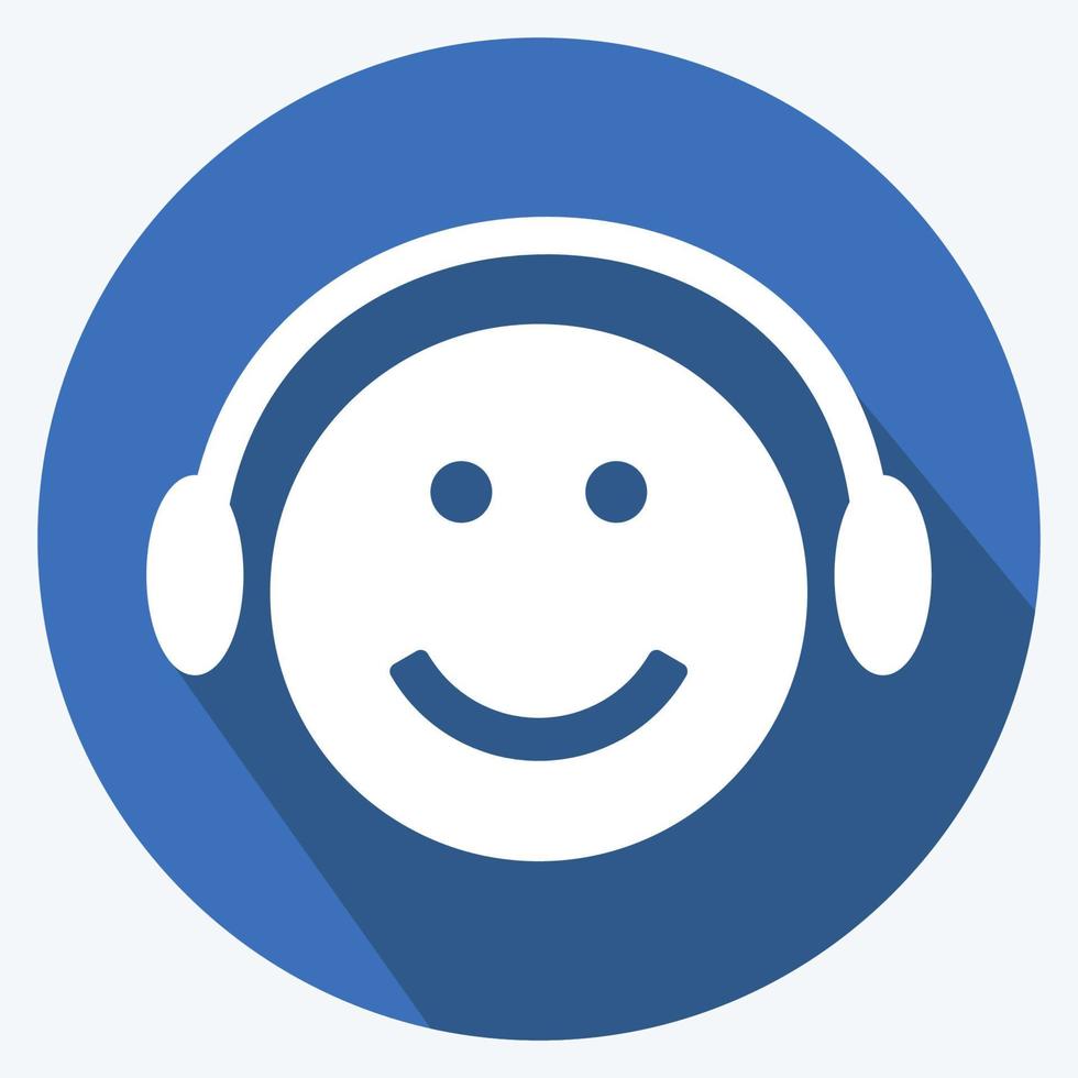 reproductor de música con emoticonos de iconos. adecuado para el símbolo de emoticono. estilo de sombra larga. diseño simple editable. vector de plantilla de diseño. ilustración de símbolo simple