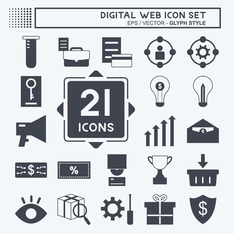 Digital Web Icon Set. suitable for digital web symbol. glyph style. simple design editable. design template vector. simple symbol illustration vector