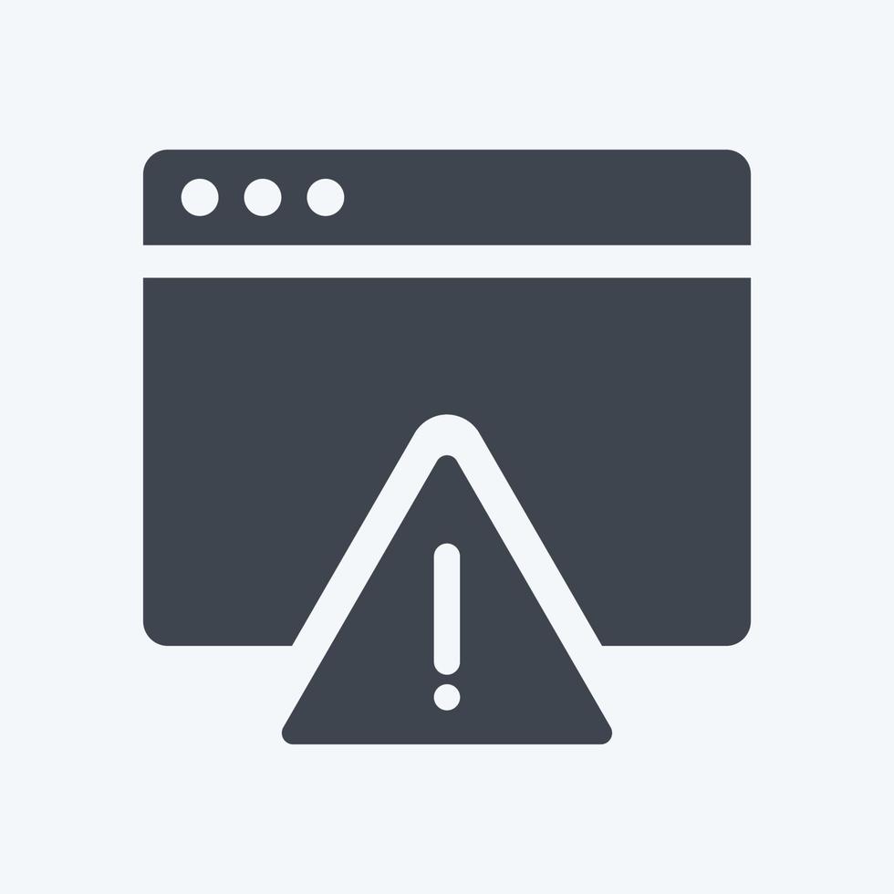 Icon Warning on Browser. suitable for User Interface symbol. glyph style. simple design editable. design template vector. simple symbol illustration vector