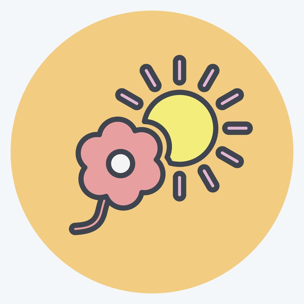 Icon Flower in sunlight. suitable for garden symbol. color mate style. simple design editable. design template vector. simple symbol illustration vector