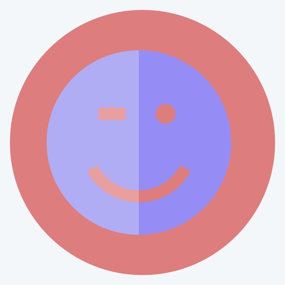 Icon Emoticon Winking. suitable for Emoticon symbol. flat style. simple design editable. design template vector. simple symbol illustration vector