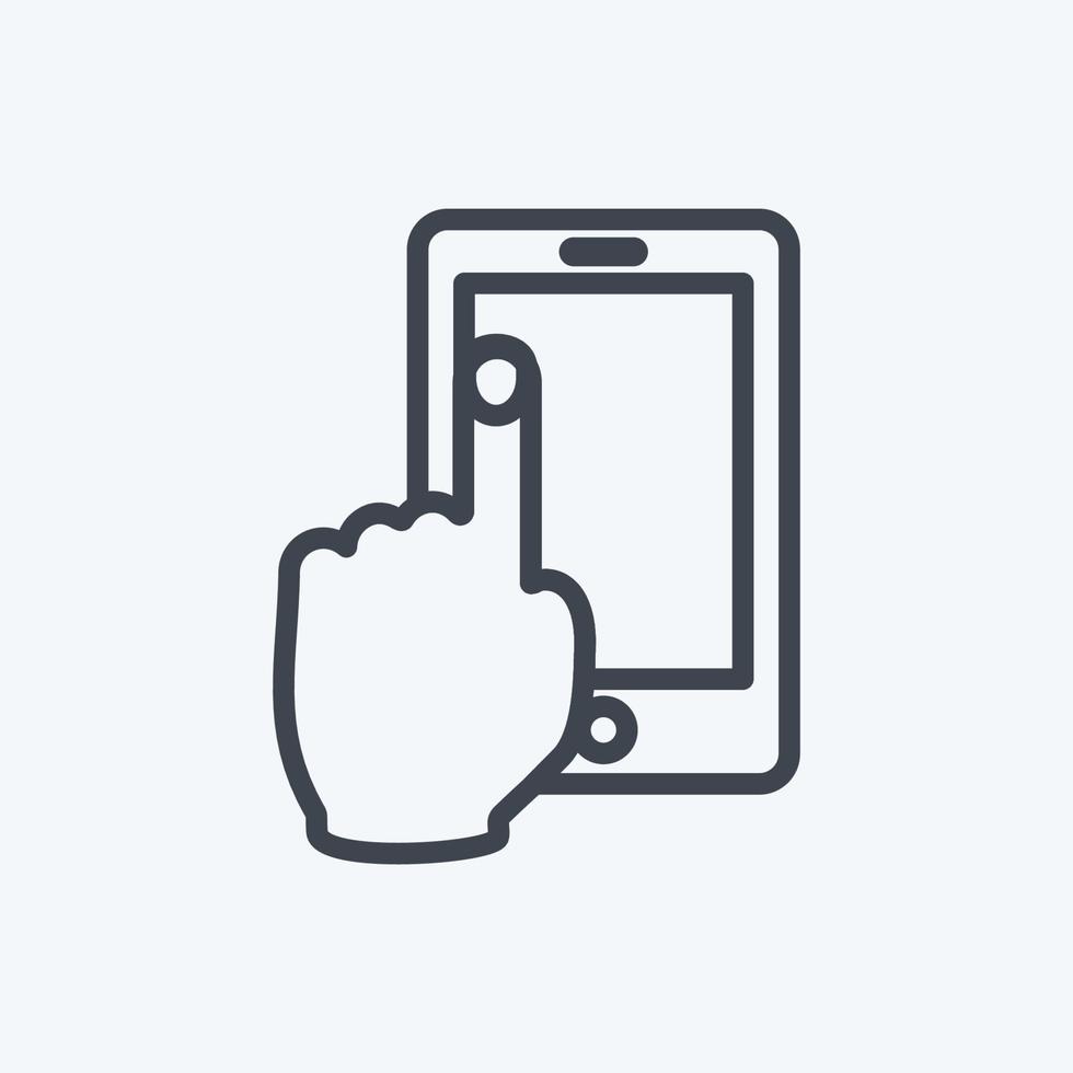 Icon Using Cell Phone. suitable for Hand Actions symbol. line style. simple design editable. design template vector. simple symbol illustration vector