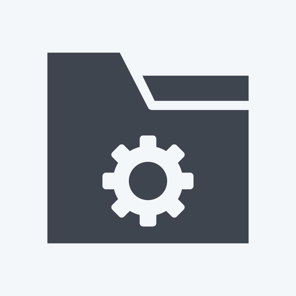 Icon Folder Settings. suitable for User Interface symbol. glyph style. simple design editable. design template vector. simple symbol illustration vector