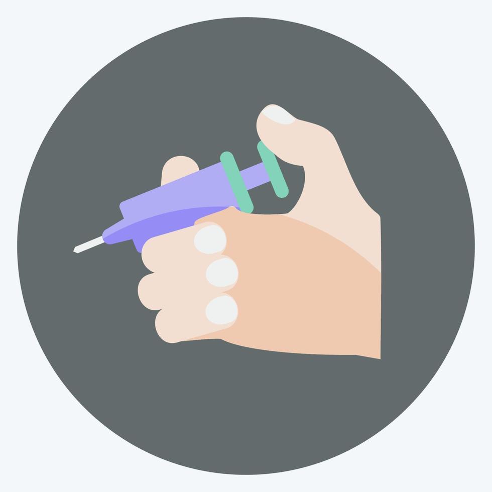 Icon Holding Injection. suitable for Hand Actions symbol. flat style. simple design editable. design template vector. simple symbol illustration vector