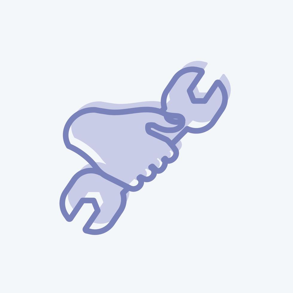 Icon Holding Wrench. suitable for Hand Actions symbol. two tone style. simple design editable. design template vector. simple symbol illustration vector