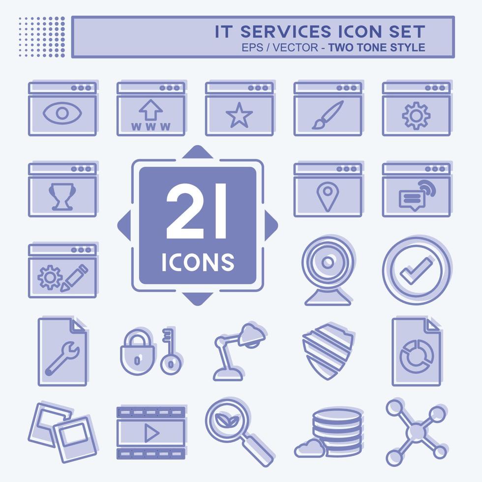 IT Services Icon Set. suitable for IT Services symbol. two tone style. simple design editable. design template vector. simple symbol illustration vector