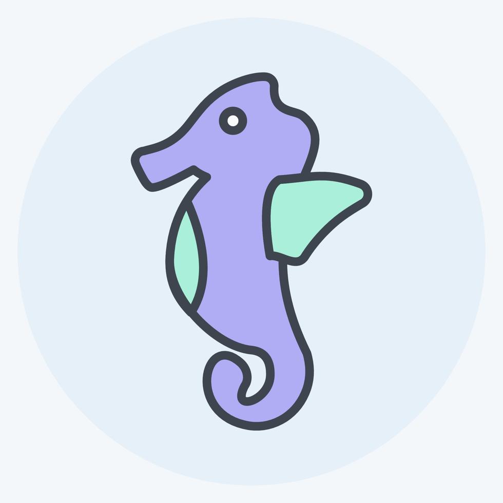 Icon Sea Horse. suitable for Sea symbol. color mate style. simple design editable. design template vector. simple symbol illustration vector