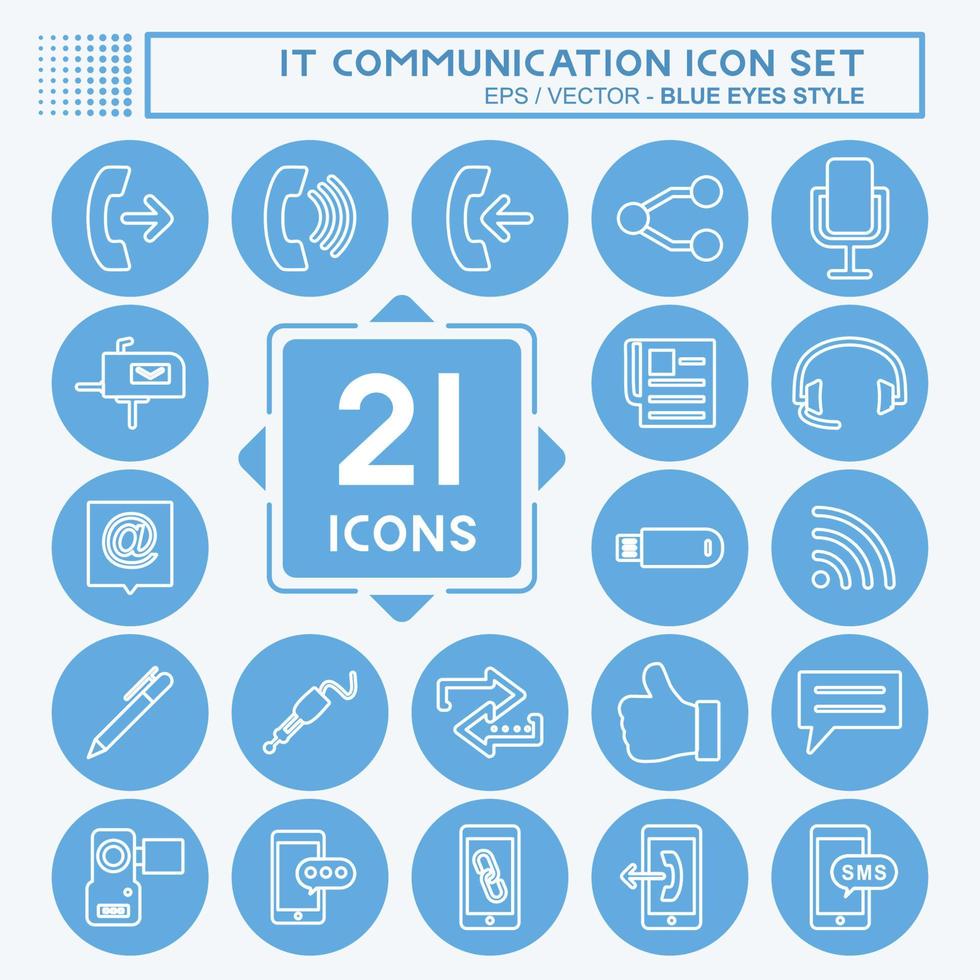 IT Communication Icon Set. suitable for Education symbol. blue eyes style. simple design editable. design template vector. simple symbol illustration vector